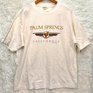 Vintage Pacific Colors Men's White Palm Springs Graphic T-Shirt XL Made In USA